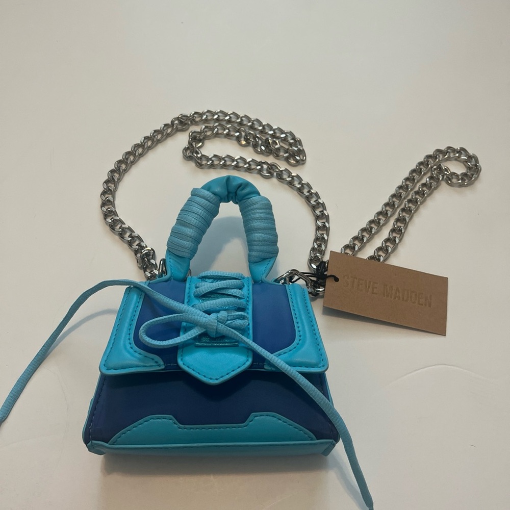 NWT STEVE MADDEN BDORAA mini FLAP TOP CROSSBODY BAG Top Handle & Chain,Turquoise